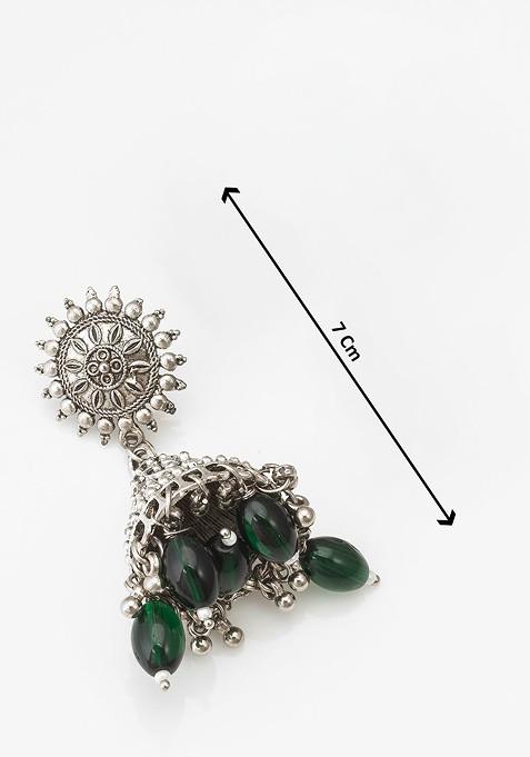 Silver Beaded Classic Jhumkas