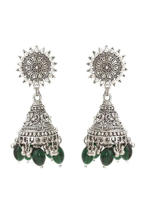 Silver Beaded Classic Jhumkas