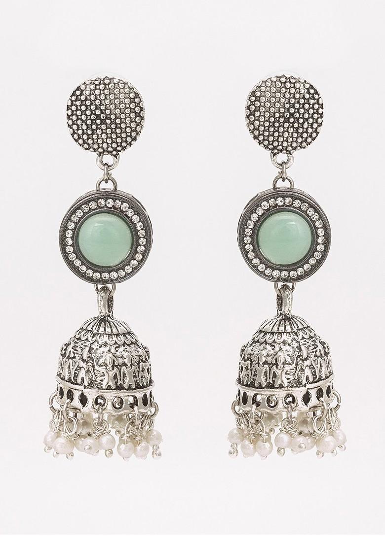 Silver Kundan Studded Classic Drop Earrings
