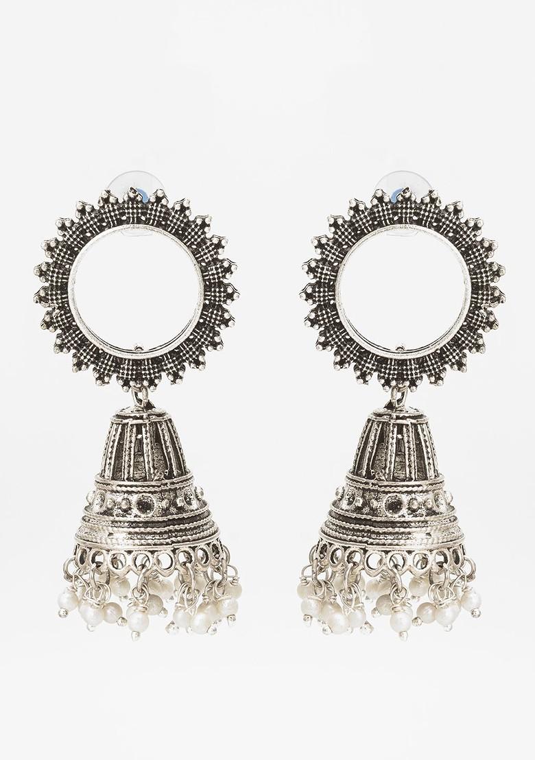 Silver Beaded Classic Drop Earrings