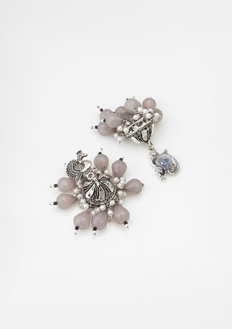 Silver Beaded And Kundan Studded Classic Jhumkas