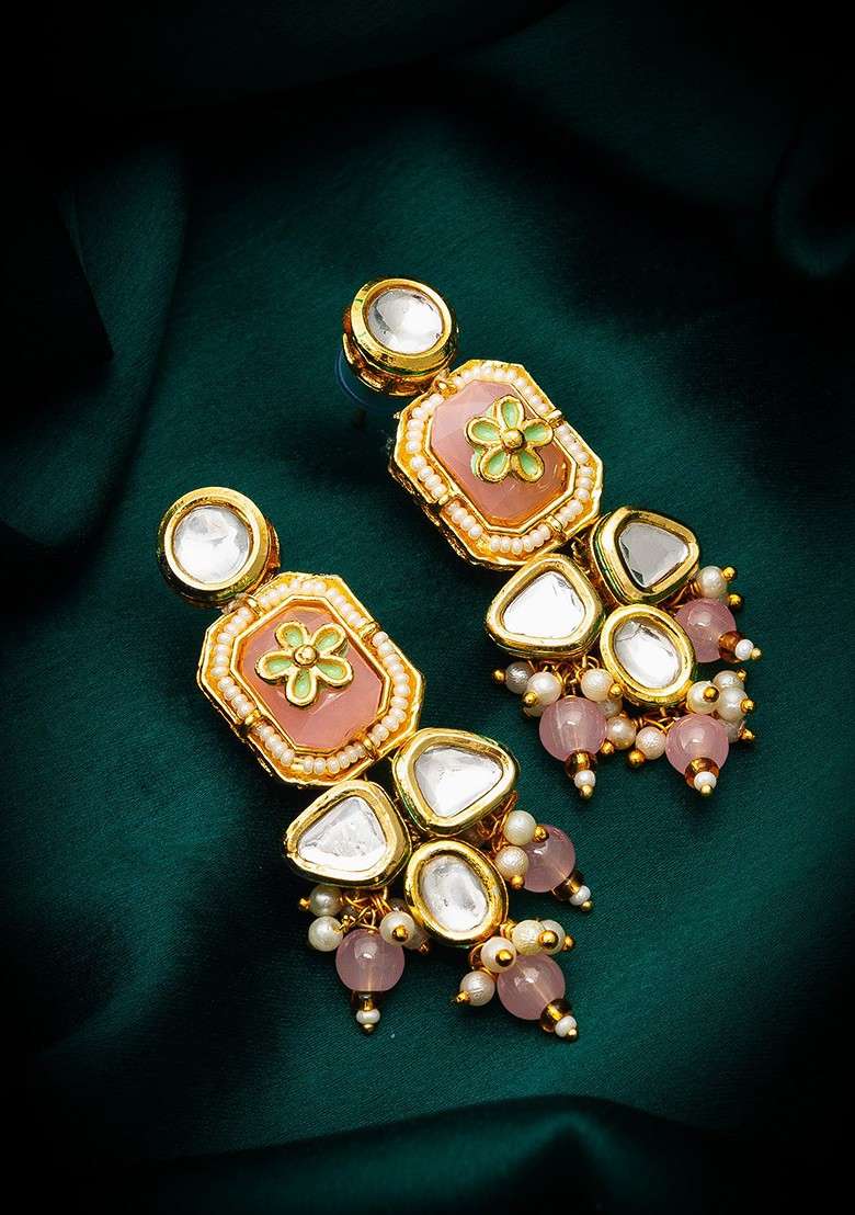 Gold Plated Contemporary Drop Earrings - Indya