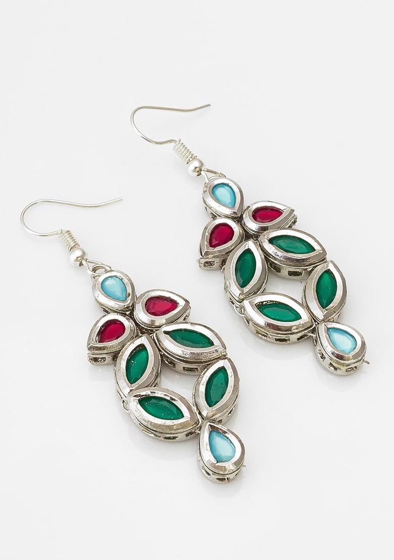 Silver Plated Geometric Drop Earrings