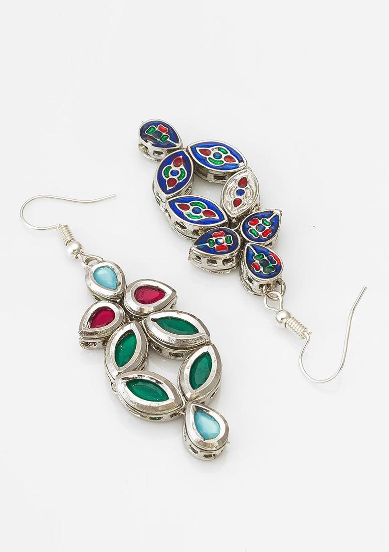 Silver Plated Geometric Drop Earrings