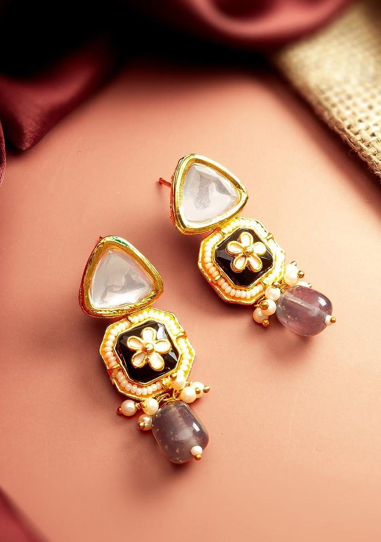 Gold Plated Contemporary Drop Earrings