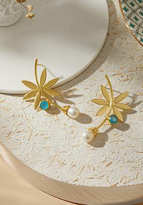 Multi Gold Plated Contemporary Drop Earrings