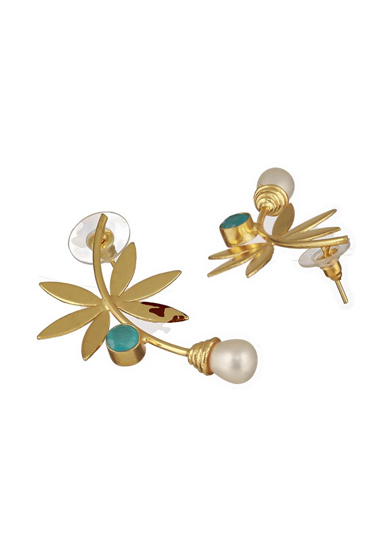 Multi Gold Plated Contemporary Drop Earrings