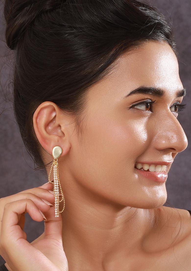 Set Of 2 Gold Plated And Silver Plated Contemporary Drop Earrings