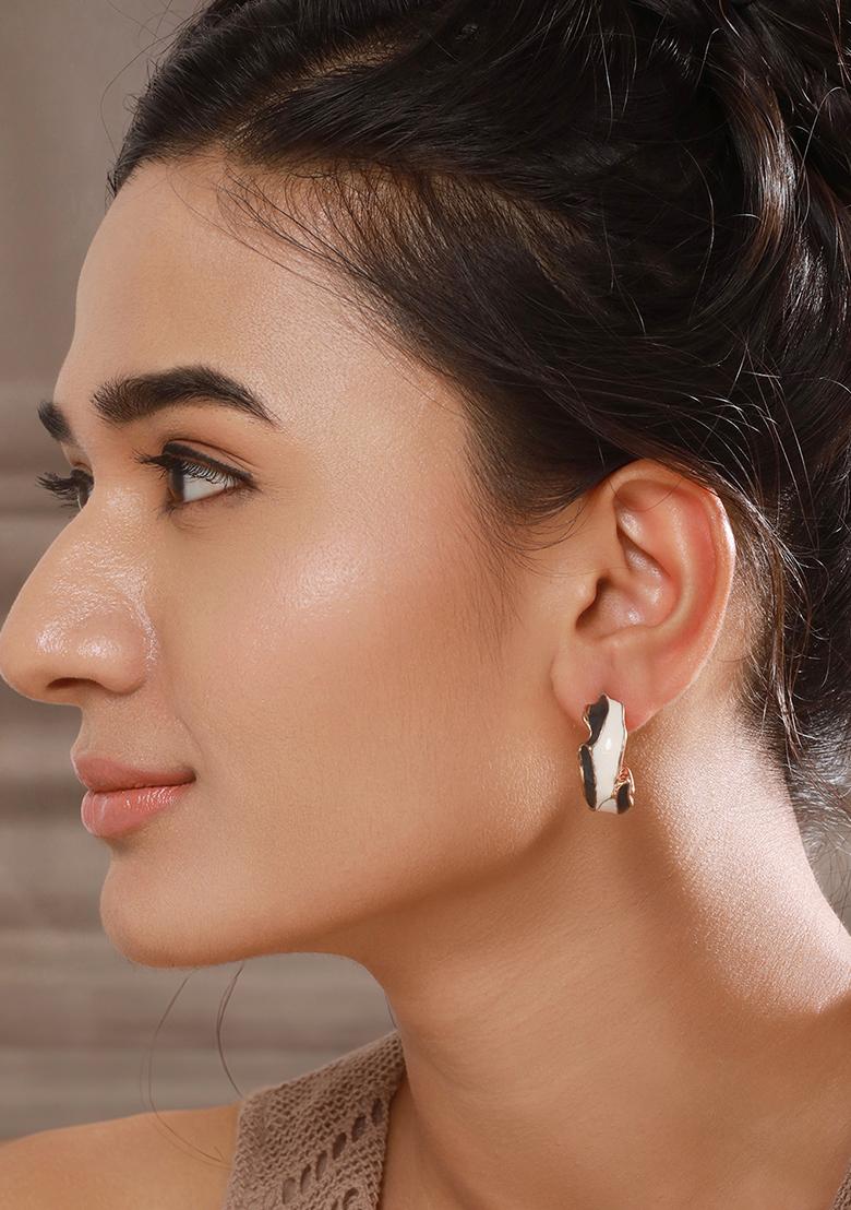 Multi Set Of 2 Gold Plated Contemporary Half Hoop Earrings