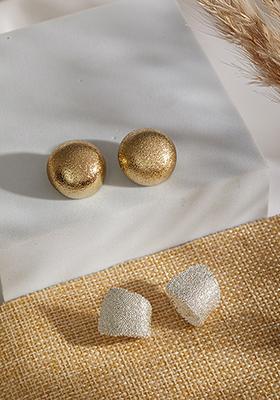 Multi Set Of 2 Gold And Silver Plated Contemporary Studs