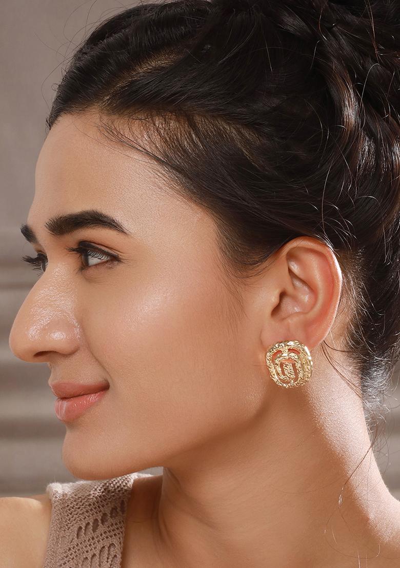 Set Of 2 Gold Plated Contemporary Studs