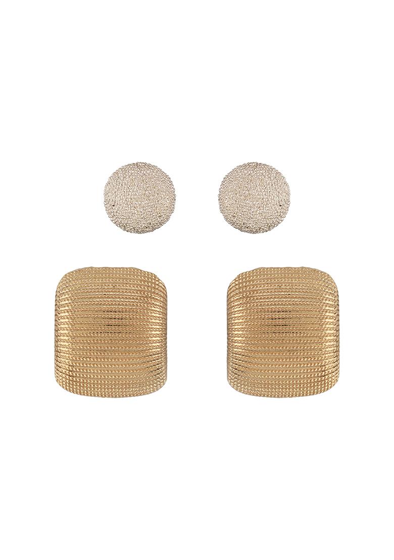 Set Of 2 Gold Plated Contemporary Studs