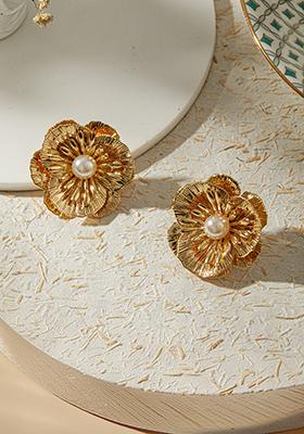 Gold Plated Floral Shaped Studs