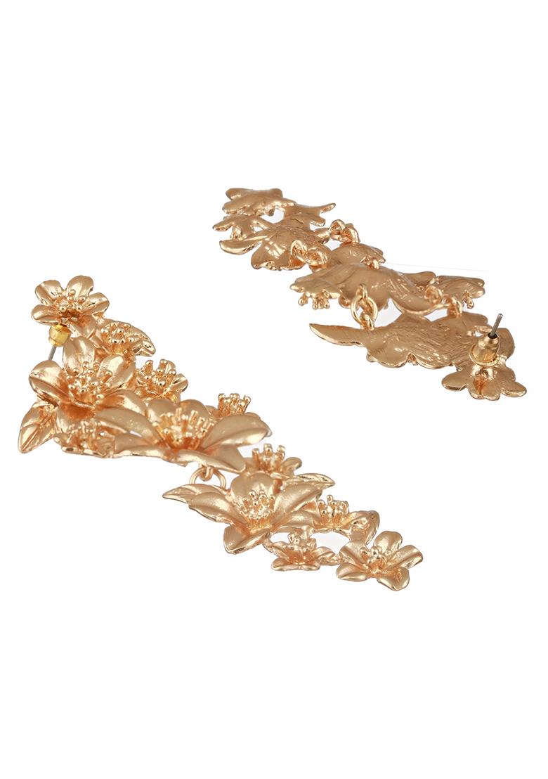 Gold Plated Floral Shaped Drop Earrings