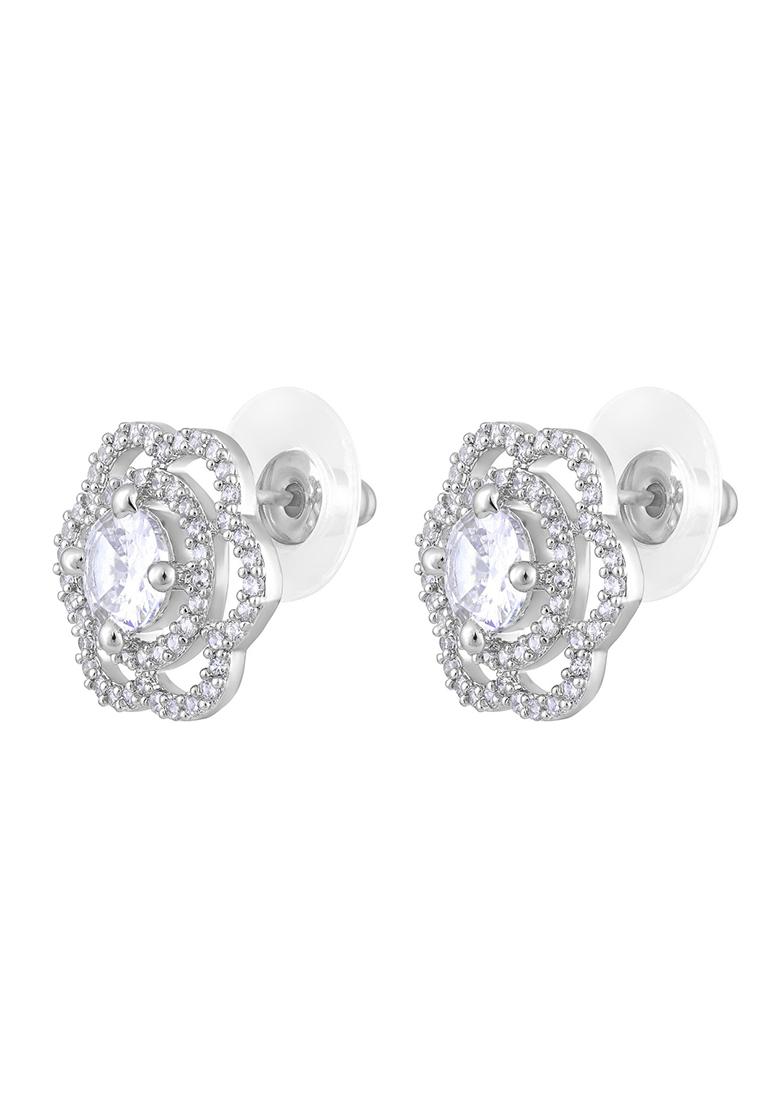 Silver Silver Gold Plated Floral Studs Earrings