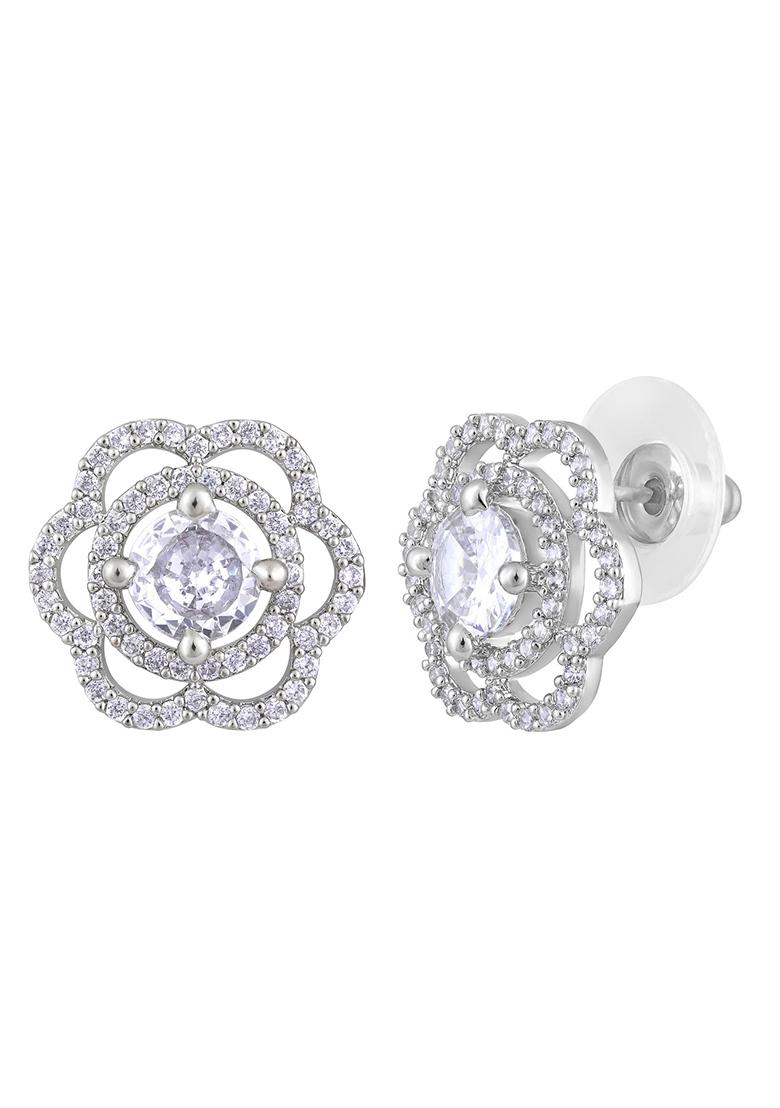 Silver Silver Gold Plated Floral Studs Earrings