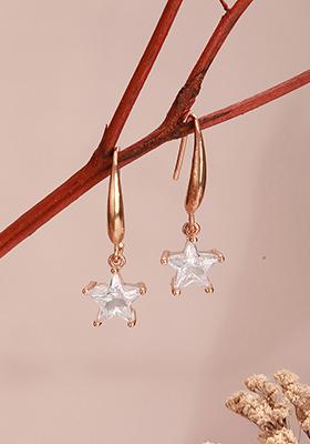 Rose Gold Plated Star Drop Earrings