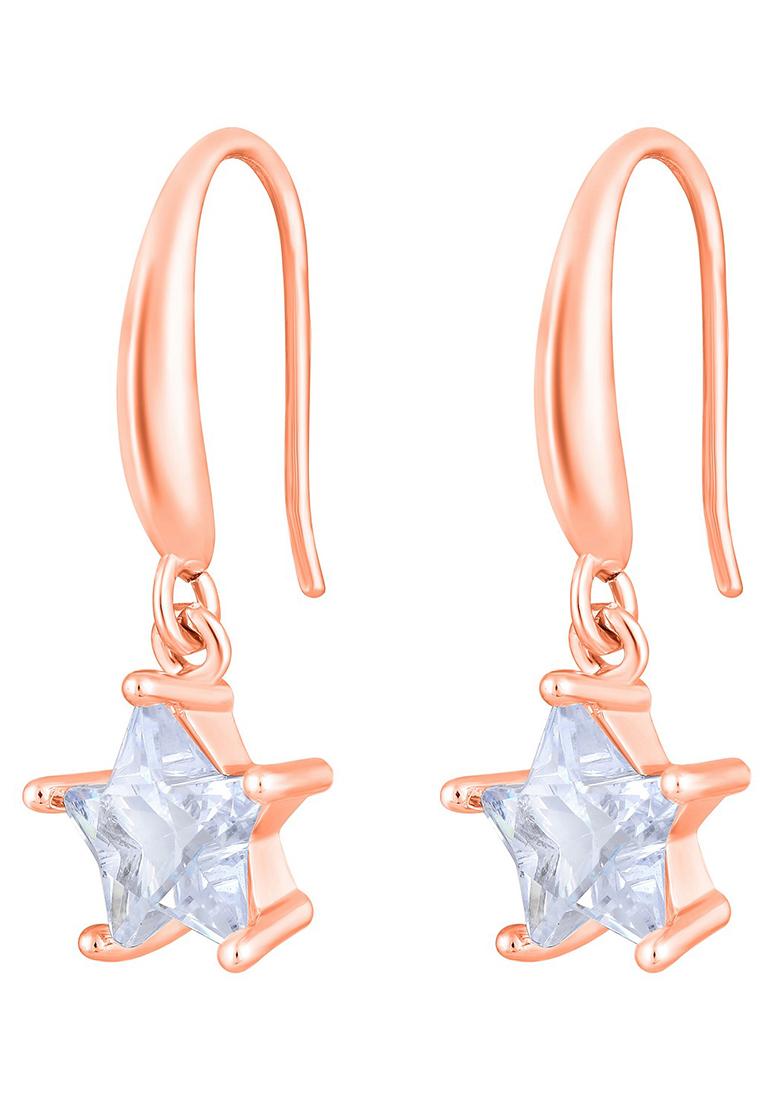 Rose Gold Plated Star Drop Earrings