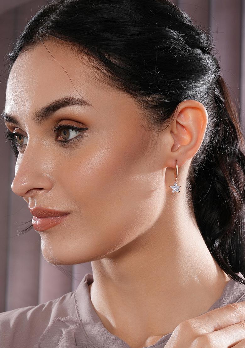 Rose Gold Plated Star Drop Earrings