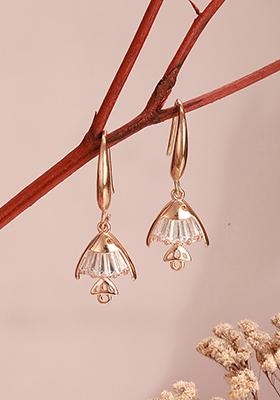 Rose Gold Plated Crystal Fish Shaped Drop Earrings