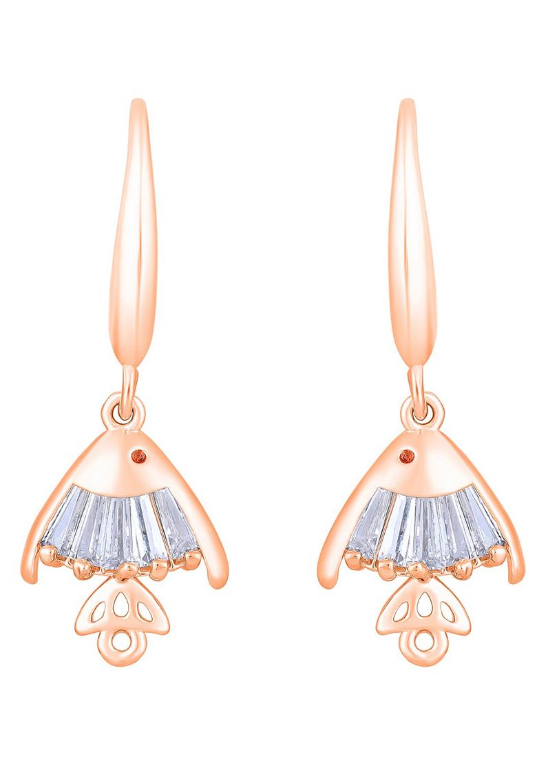 Rose Gold Plated Crystal Fish Shaped Drop Earrings