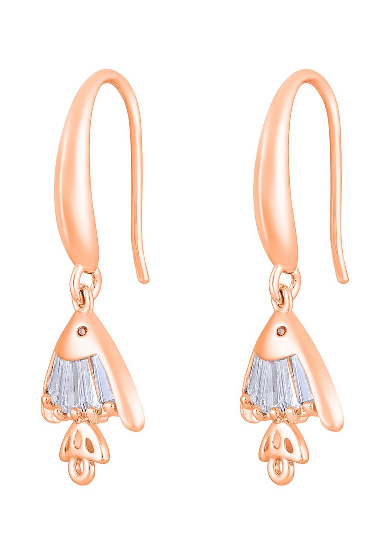 Rose Gold Plated Crystal Fish Shaped Drop Earrings