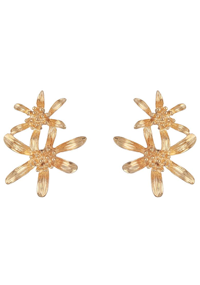 Gold Plated Floral Shaped Drop Earrings