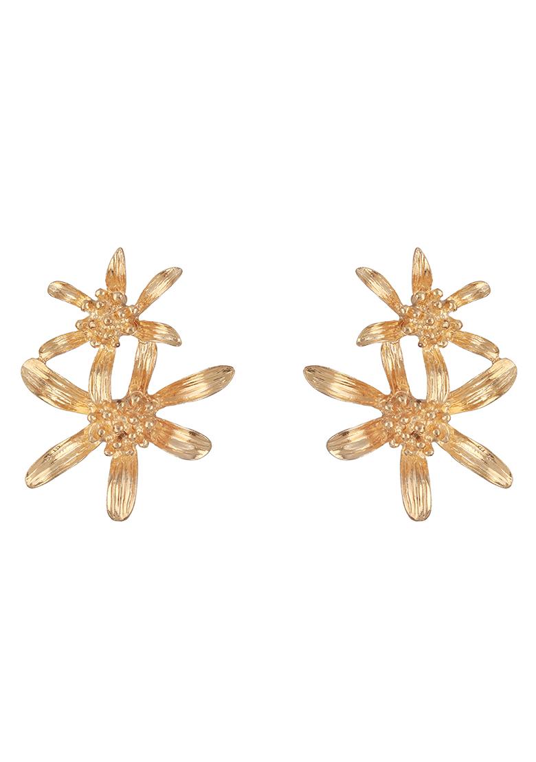 Gold Plated Floral Shaped Drop Earrings