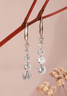 Rhodium Plated Contemporary Drop Earrings
