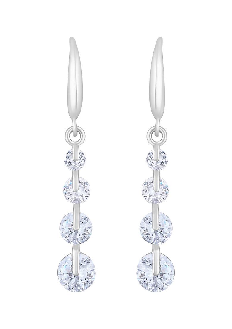 Rhodium Plated Contemporary Drop Earrings
