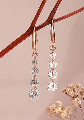 Rose Gold Plated Contemporary Drop Earrings