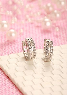 Rhodium Plated Geometric Hoop Earrings