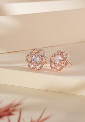 Rose Gold Plated Floral Studs Earrings