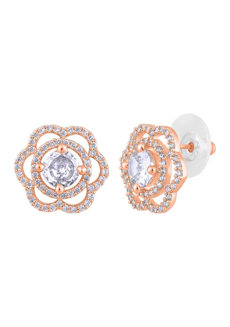 Rose Gold Plated Floral Studs Earrings