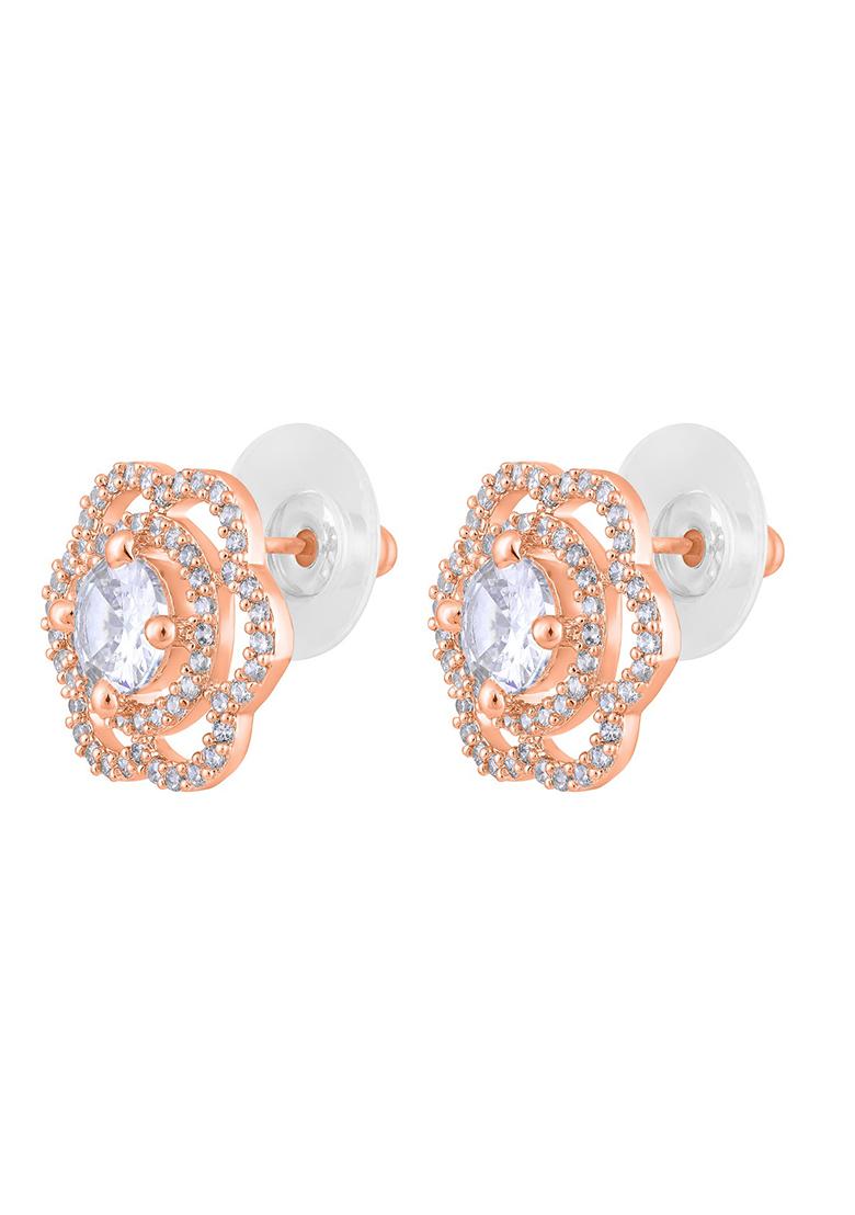 Rose Gold Plated Floral Studs Earrings