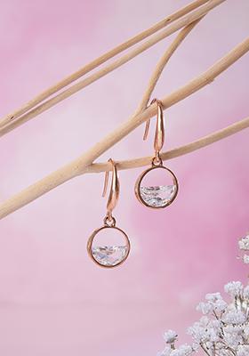 Rose Gold Plated Crystal Circular Drop Earrings