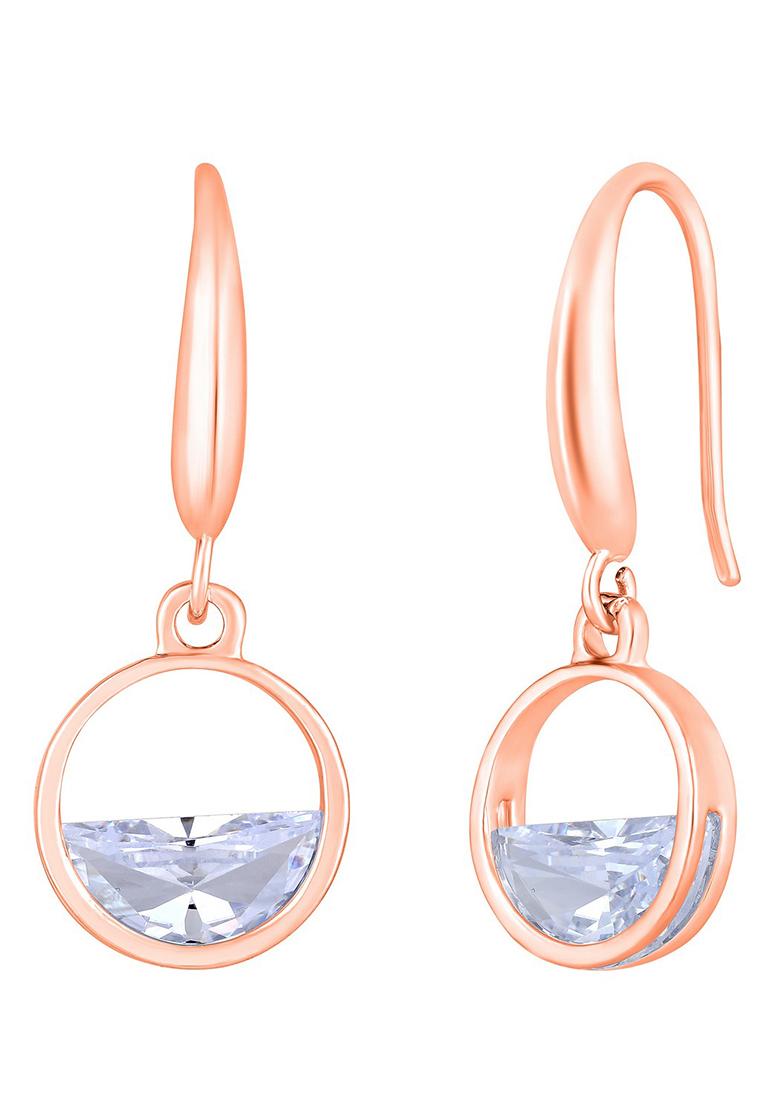 Rose Gold Plated Crystal Circular Drop Earrings