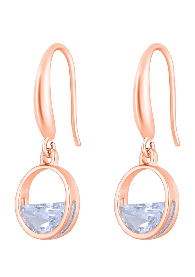 Rose Gold Plated Crystal Circular Drop Earrings