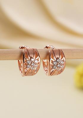 Rose Gold Plated Stone Studded Contemporary Studs