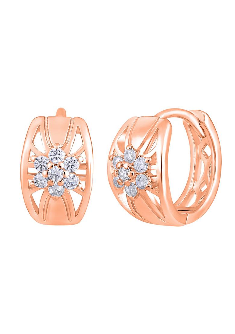 Rose Gold Plated Stone Studded Contemporary Studs