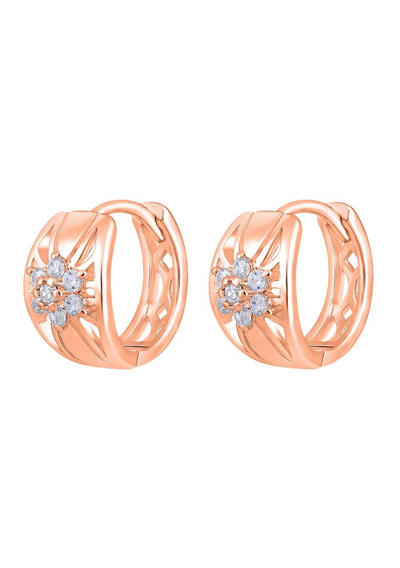 Rose Gold Plated Stone Studded Contemporary Studs