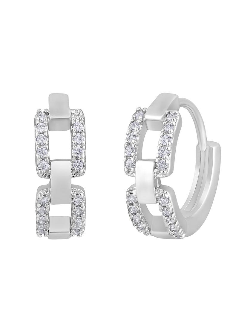 Silver Toned Contemporary Half Hoop Earrings