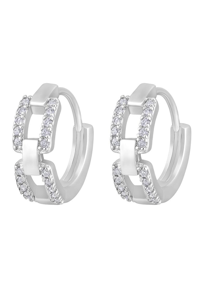 Silver Toned Contemporary Half Hoop Earrings