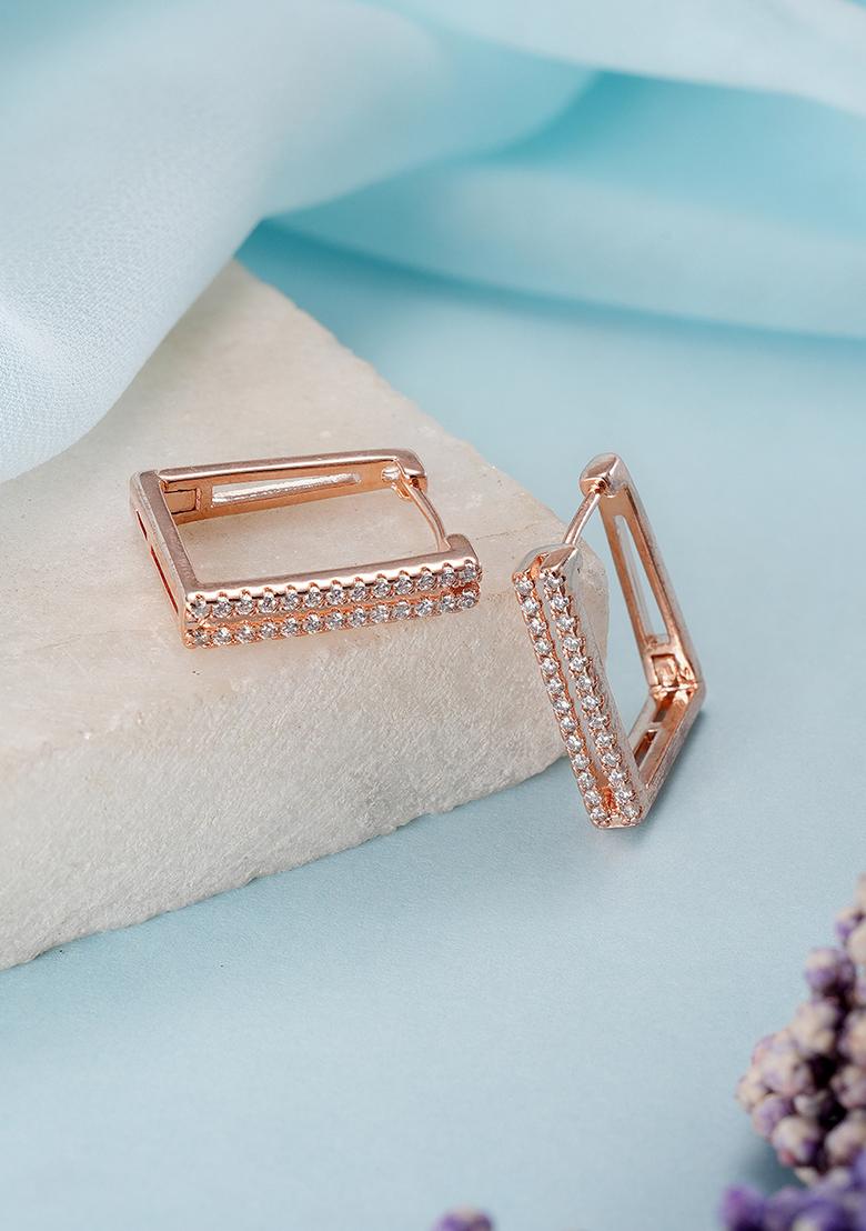 Rose Gold Plated Contemporary Hoop Earrings