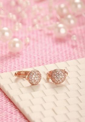 Rose Gold Plated And White Studded Circular Hoop Earrings