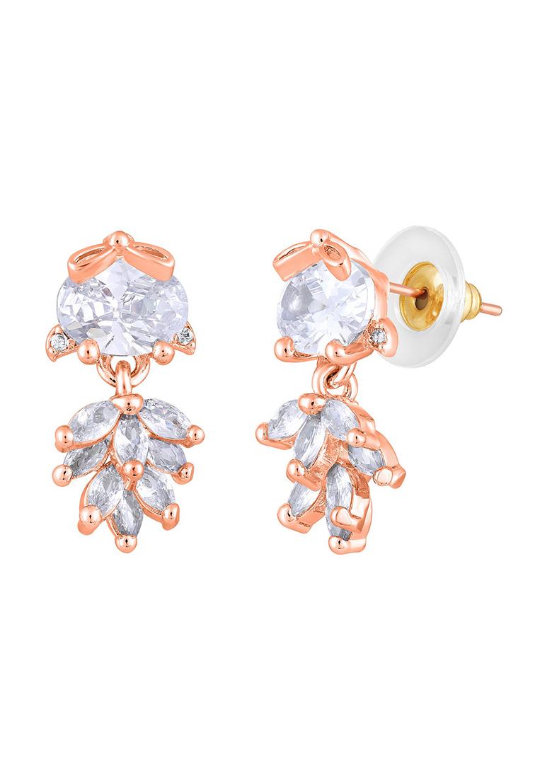 Rose Gold Plated White Floral Studs Earrings