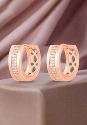 Rose Gold Plated American Diamond Studded Hoop Earrings