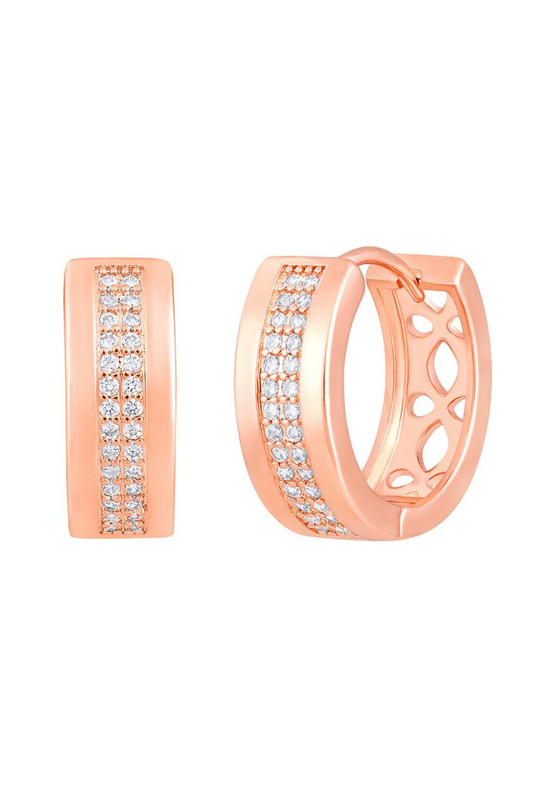 Rose Gold Plated American Diamond Studded Hoop Earrings