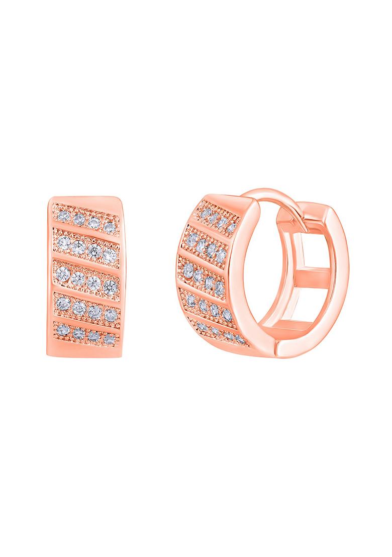 Rose Gold Plated American Diamond Studded Hoop Earrings