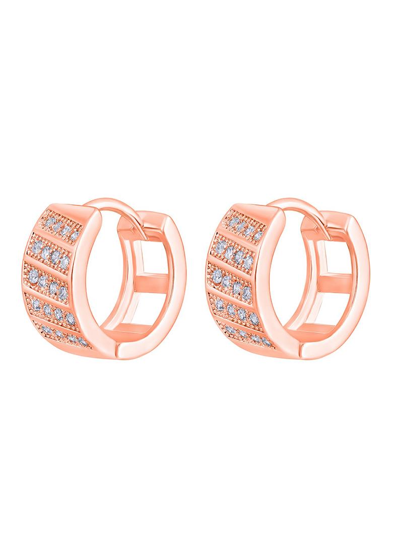 Rose Gold Plated American Diamond Studded Hoop Earrings